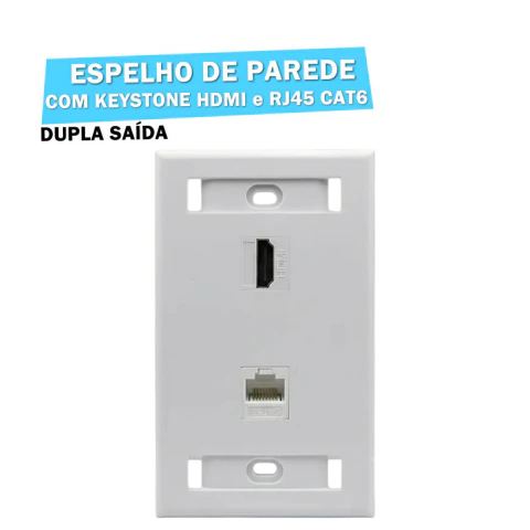 O Espelho de Parede possui uma conexão HDMI 2.1 e uma saída Cat6 Rj45. Conecte seus equipamentos HDMI como TV e Computador e ainda pode se conectar a rede ou internet através da saída RJ45