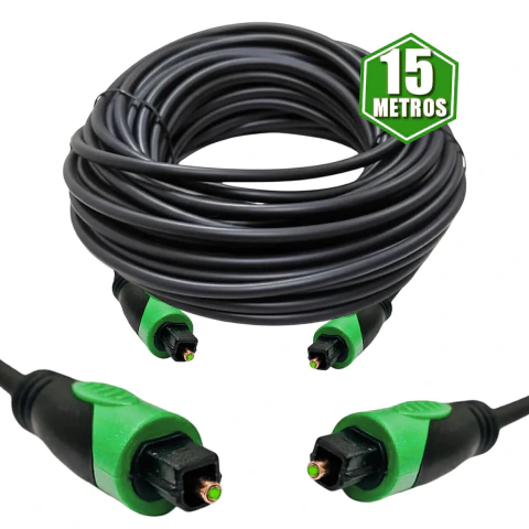 Cabo de Áudio Digital Fibra Óptica Toslink Wincabos de 15 Metros, Indicado para conecxão de aparelhos de som, Tv, Home theater, entre outros dispositivos, que exigem alta fidelidade sonora