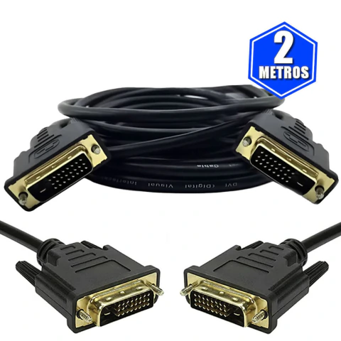 Cabo Dvi X Dvi 24+1 Blindado Dual Link De 2 Metros Wincabos para uso em Pc, placa de vídeo, tela ou monitor, possui 144Hz e é ideal para game e projetos de vídeo com alta qualidade de imagem