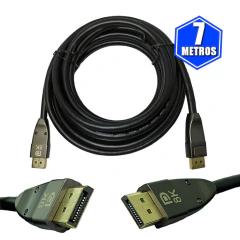 Cabo Displayport 1.4 Fibra Óptica Conector Ouro 8K de 7 Metros para monitor, gamer, computador, projetos de vídeo de alta resolução e 240Hz e 32Gbps de velocidade.