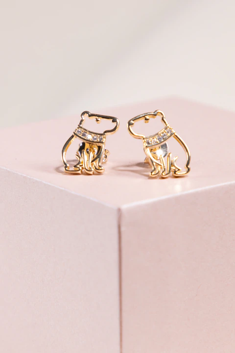 Brinco Capivara Colar de Brilhantes Pino Baby - Banhado em Ouro 18k