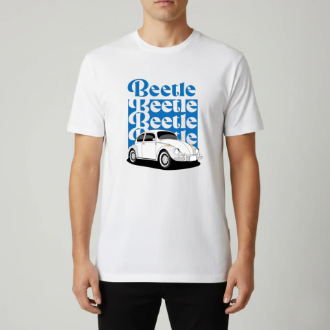 Remera Blanca Volkswagen Beetle Escarabajo Diseño Retro Pop - comprar online