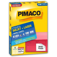 Etiqueta Carta 6184 100 Fls 84,67 X 101,6 Mm Pimaco