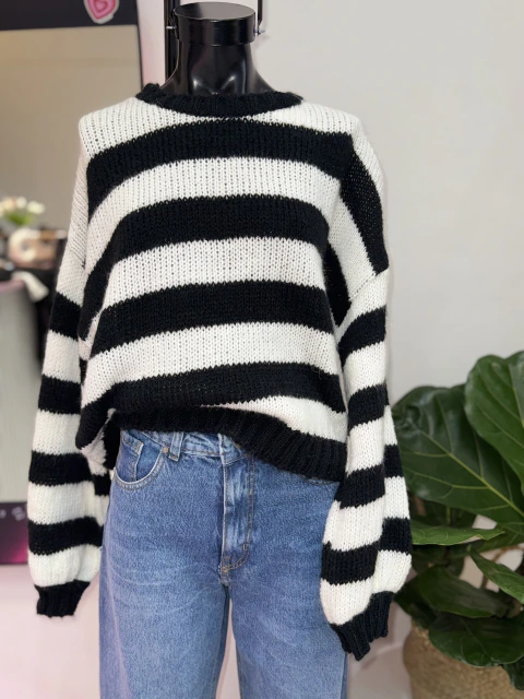 Sweter Rayas Grueso Blanco y Negro - comprar online