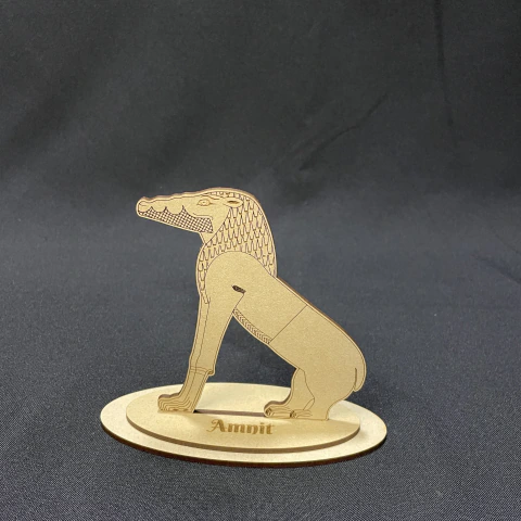 Estatuilla de Ammit – Guardiana Egipcia del Juicio y Devoradora de Corazones en MDF | 8,3 y 13 cm