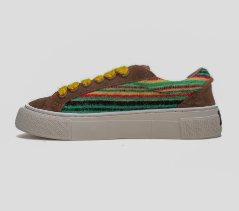Dior x Denim Tears - Dior Tears B33 Limited Edition Yellow Multicolor Mohair and Brown Suede Low Top Sneakers - comprar online