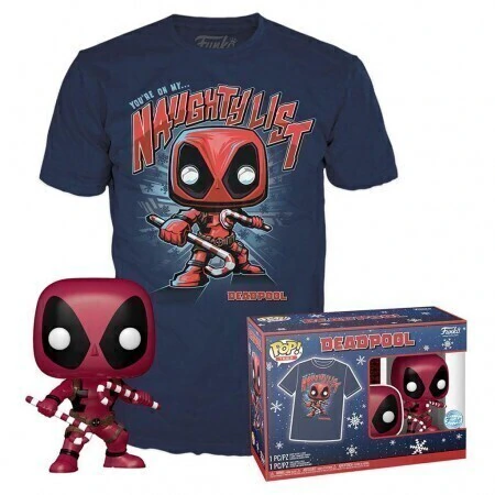 Funko Pop Tees Marvel Deadpool Holiday + Camiseta Tees *Md* 63658