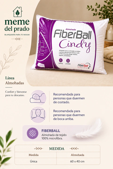 FIBERBALL · Almohada CINDY · 60 x 40 cm
