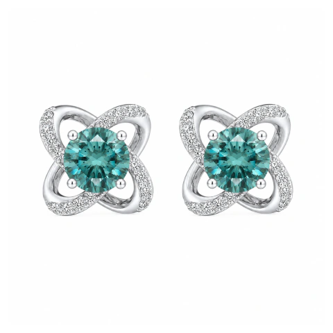 Brinco Ponto De Luz Aqua Efeito Moissanite 6,5MM 1ct