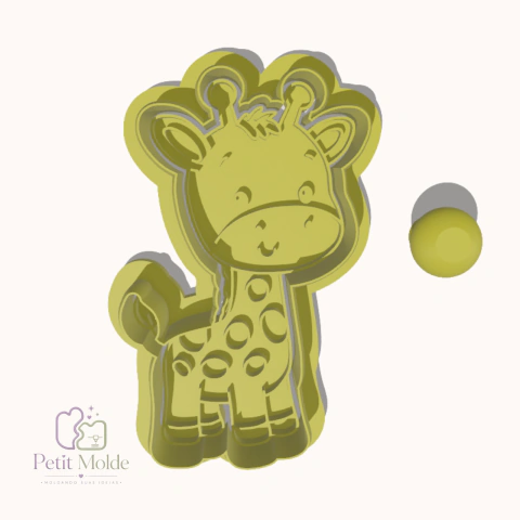 Cortador e Marcador de Biscoito Girafinha com Puxador - 7 cm