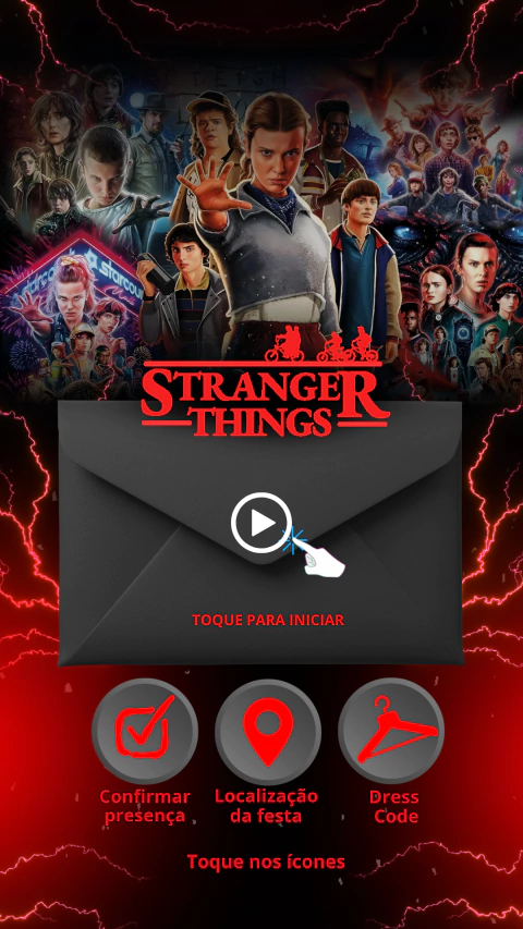 Convite animado Aniversário Stranger Things - Max e Onze - comprar online