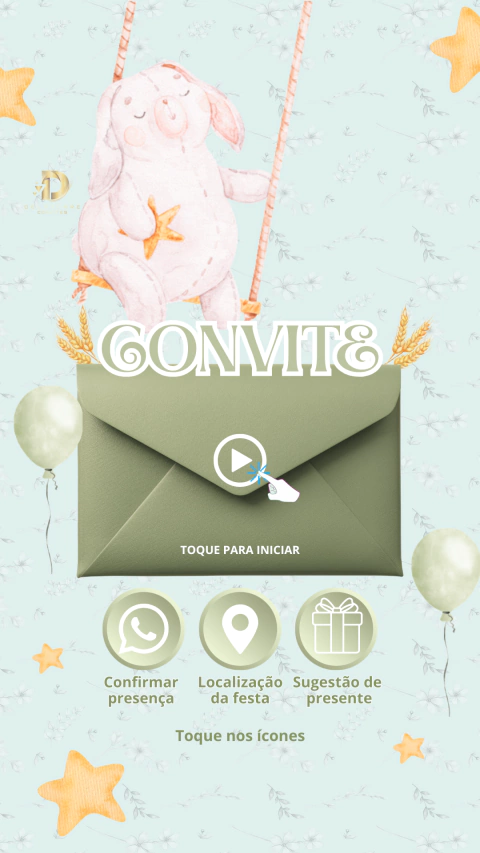 Convite animado Chá de Bebê Coelho - comprar online