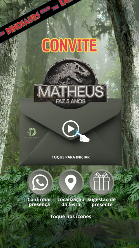 Convite animado Aniversário Jurassic Park - comprar online