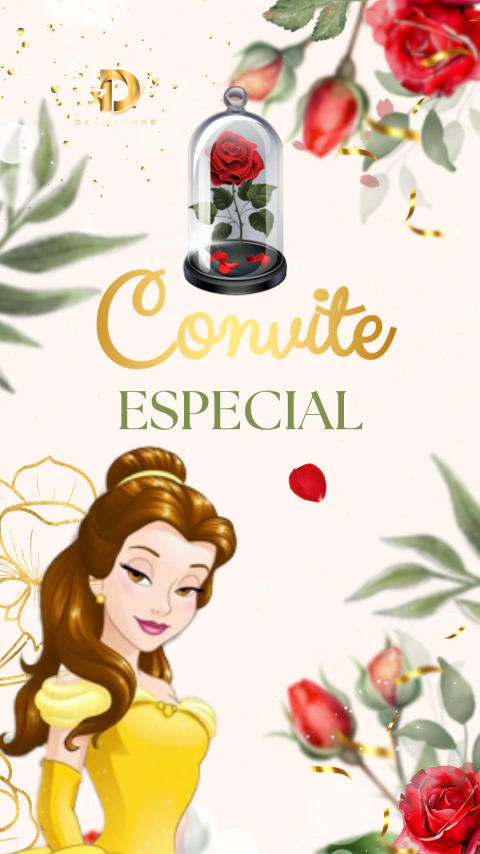 Convite animado A Bela e a Fera - comprar online