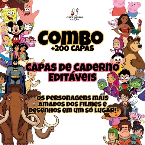 COMBO +200 CAPAS CADERNOS EDITÁVEIS NO CANVA
