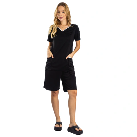 Conjunto de blusa e bermuda Uniforme com friso branco - comprar online