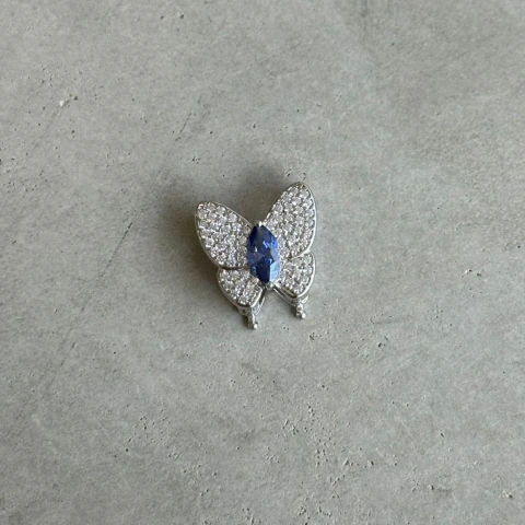 Pingente em Prata 925 riviera borboleta asas cravejada e cristal