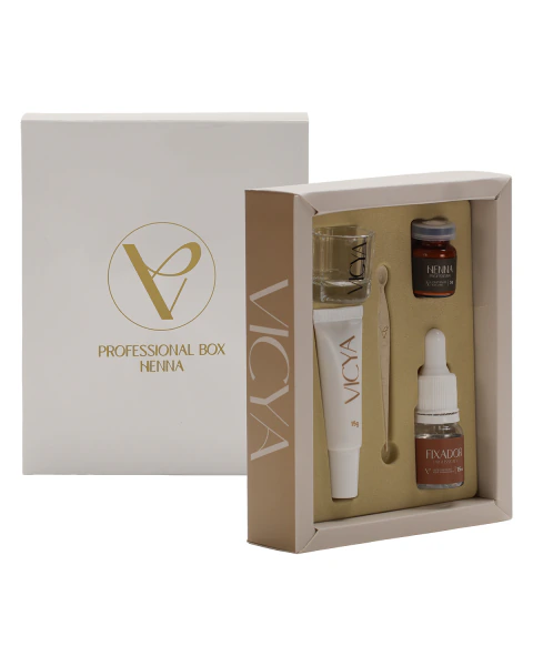KIT HENNA PARA SOBRANCELHAS CASTANHO MÉDIO VICYA PROFESSIONAL BOX