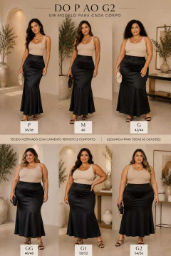 Saia Midi Acetinada (efeito seda) - elegância implacável P ao G3 - comprar online