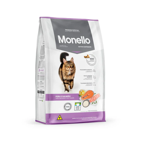 Ração Monello para Gatos Castrados Peru e Salmão 10,1kg 1