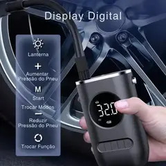Mini Compressor de Ar Portatil Recarregavél Digital USB Calibrador Pneu Envio Imediato - comprar online