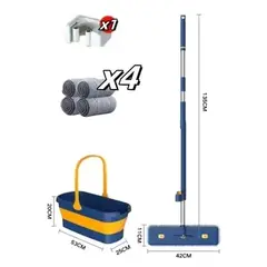 KIT 9 Conjunto De Esfregão E Balde Dobrável De Microfibra Com Raspador De Desaguamento S10