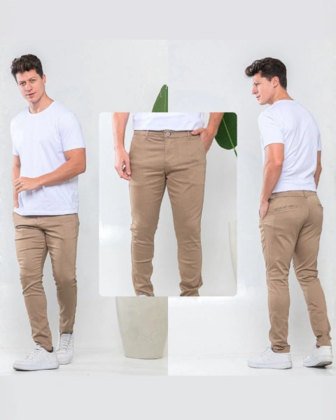 Calça Masculina Sarja Acetinado Slim Varias cores - Cke