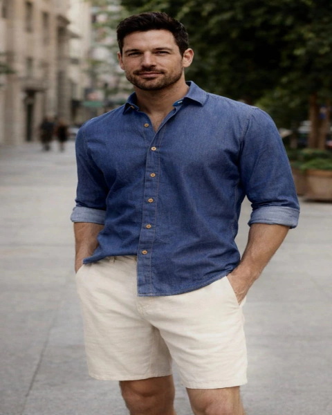 Camisa Jeans com Elastano