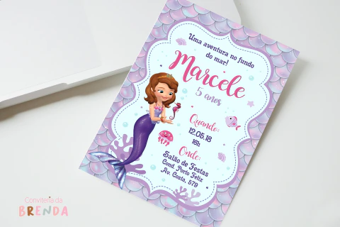 Convite Digital Princesa Sofia Sereia - comprar online