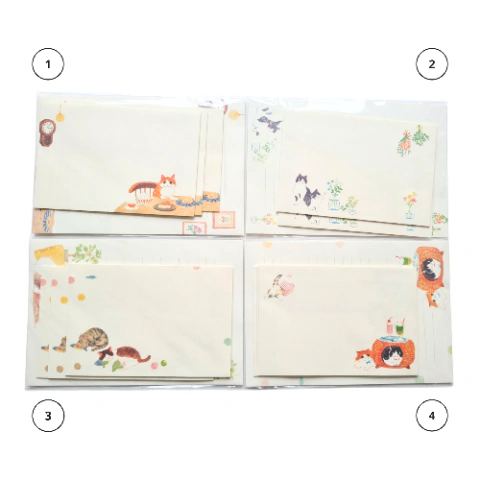 Kit 6 Papéis de Carta & 3 Envelopes Gato - Uniso