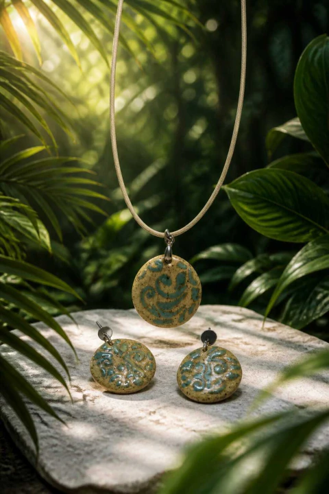 Conjunto Brinco e Colar Mato da ilha