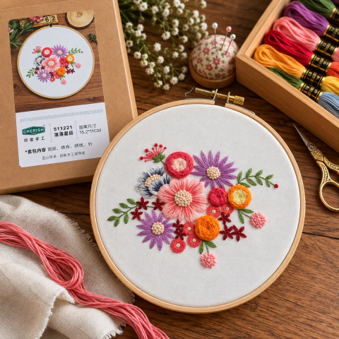 Bordado Buquê Flores em Festa