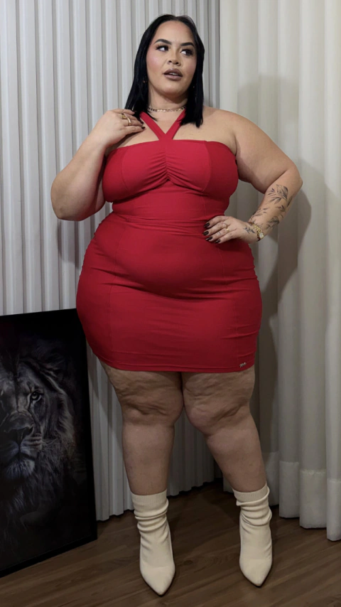 Vestido Curto Plus Size Frente Única com Franzido