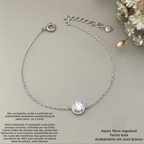 Pulseira Ponto de Luz Moissanite com Banho de Ouro Branco