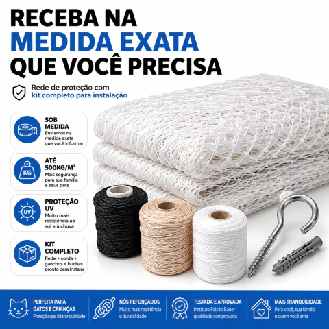 Rede de Proteção Para Pets 1,30x2,00 Branca (Cristal) 2,6m²