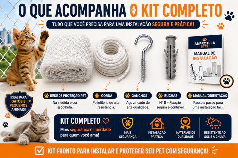 Kit Completo Rede de Proteção Para Gatos Anprotela Janela Sacada Apartamento - comprar online
