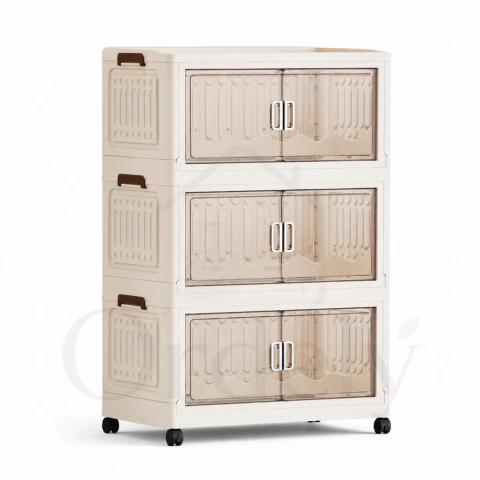 Set x3 Cajones Plegables Apilables Con Ruedas 42Cm - comprar online