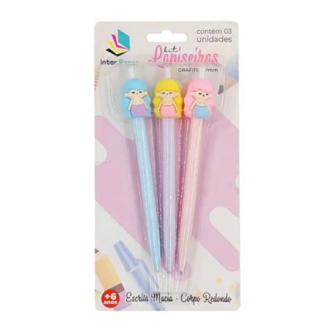 Kit Lapiseira Sereia 0.7mm 3 Peças em Plástico - Interponte
