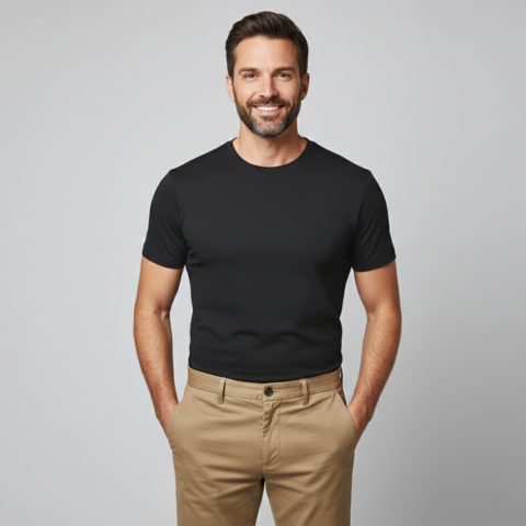 Camiseta Algodão Egípcio Masculina Preta Premium