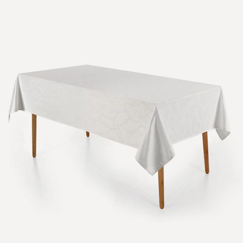 Toalha de Mesa Retangular 8 Lugares 140x250cm Tilia Branca Jacquard - Karsten