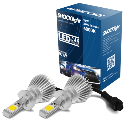 Lâmpada de Led Headlight H1, H3, H7, H8, H11, H27, HB3 E HB4 - 12V 35W 3200 Lúmens - Shocklight