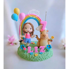 Topo de Bolo Capivara Personalizado em Biscuit