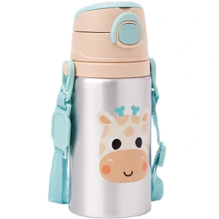 Garrafinha Alumínio Infantil Buba 450ml Canudo Silicone Trava Segurança Cordinha Antiqueda Zoo Animal Fun Escolar - foto 32