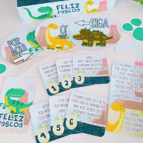 Kit Caça aos Ovos Páscoa Dinossauros