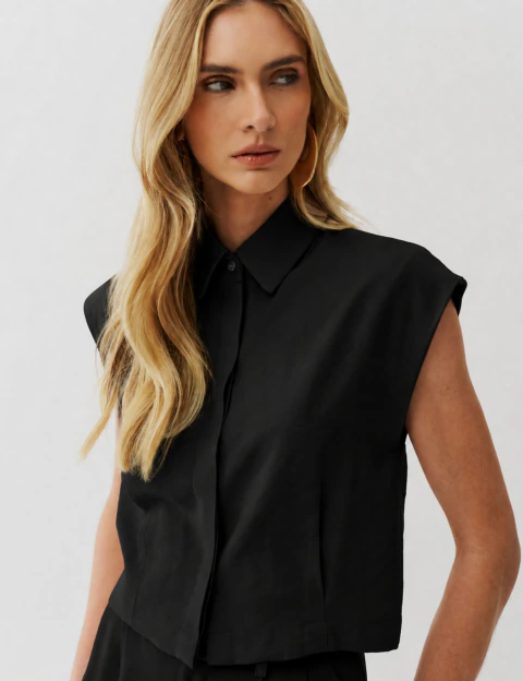 Blusa Alfaiataria Preto Carla