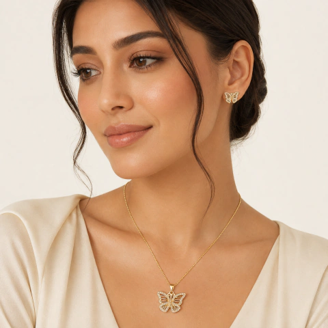 Conjunto Borboleta Dourado