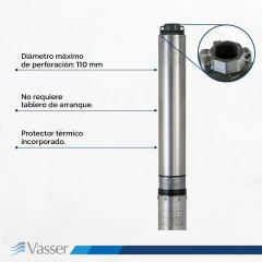 Bomba Sumergible Para Pozo 4" Vasser Bs4 150 4 Pulgadas 1,5 hp 90 mts en internet