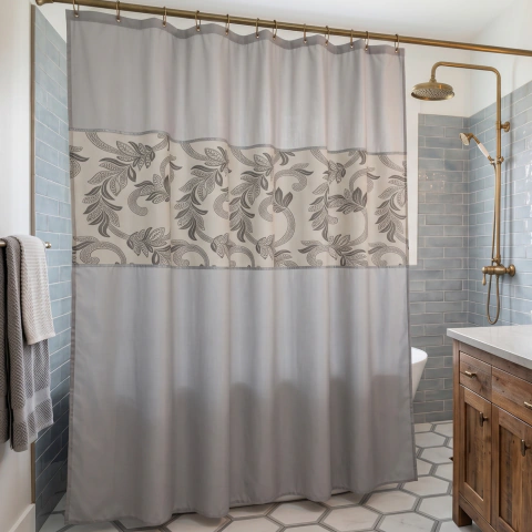Cortina de baño organza-bordado 180X180CM APROX