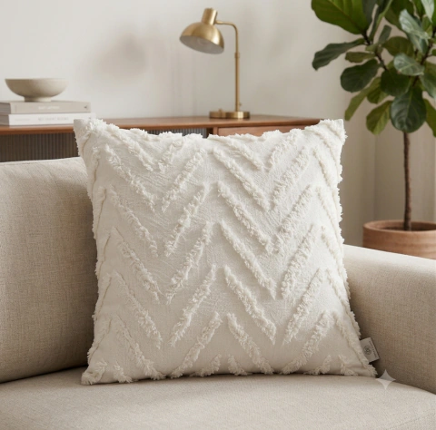 Funda doble Faz Con Tufting Chevron 45x45cm