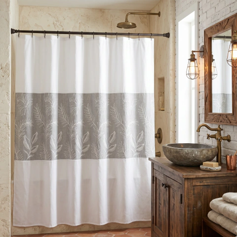 Cortina de baño organza-bordado 180X180CM APROX